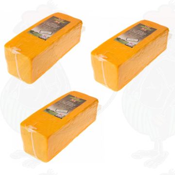 3 X Roter Cheddar-Käse - Mild - Block |  Zusammen 7,5 Kilo