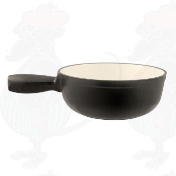Käsefonduetopf Schwarz aus emailliertem Gusseisen einzeln. 