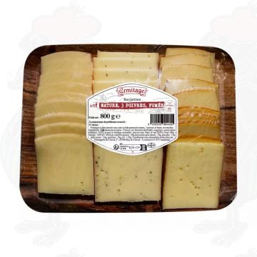 Natur * 3 Pfeffermischung * Geräuchert | Raclette Käse in Scheiben | 800g