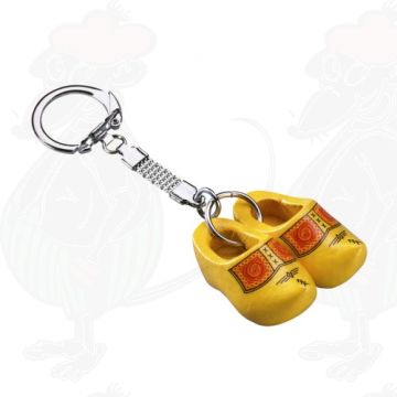 Schlüsselanhänger mit 2 Holzschuhe Bauer gelb