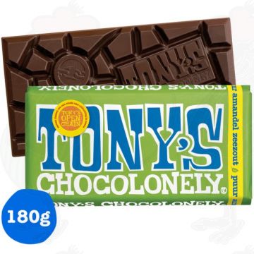 Tony's Chocolonely Mandel Meersalz Zartbitter Chocolade reep 51% 180 g
