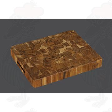 Teak-Hackblock rechteck 40 x 30 x 5 cm, Teakholz