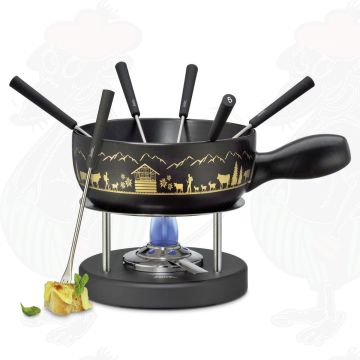 Spring Käsefondueset MONTANA schwarz/gold 22 cm