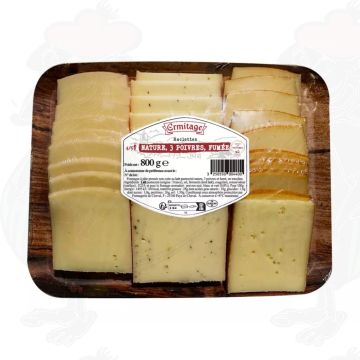 Natur * 3 Pfeffermischung * Geräuchert | Raclette Käse in Scheiben | 800g
